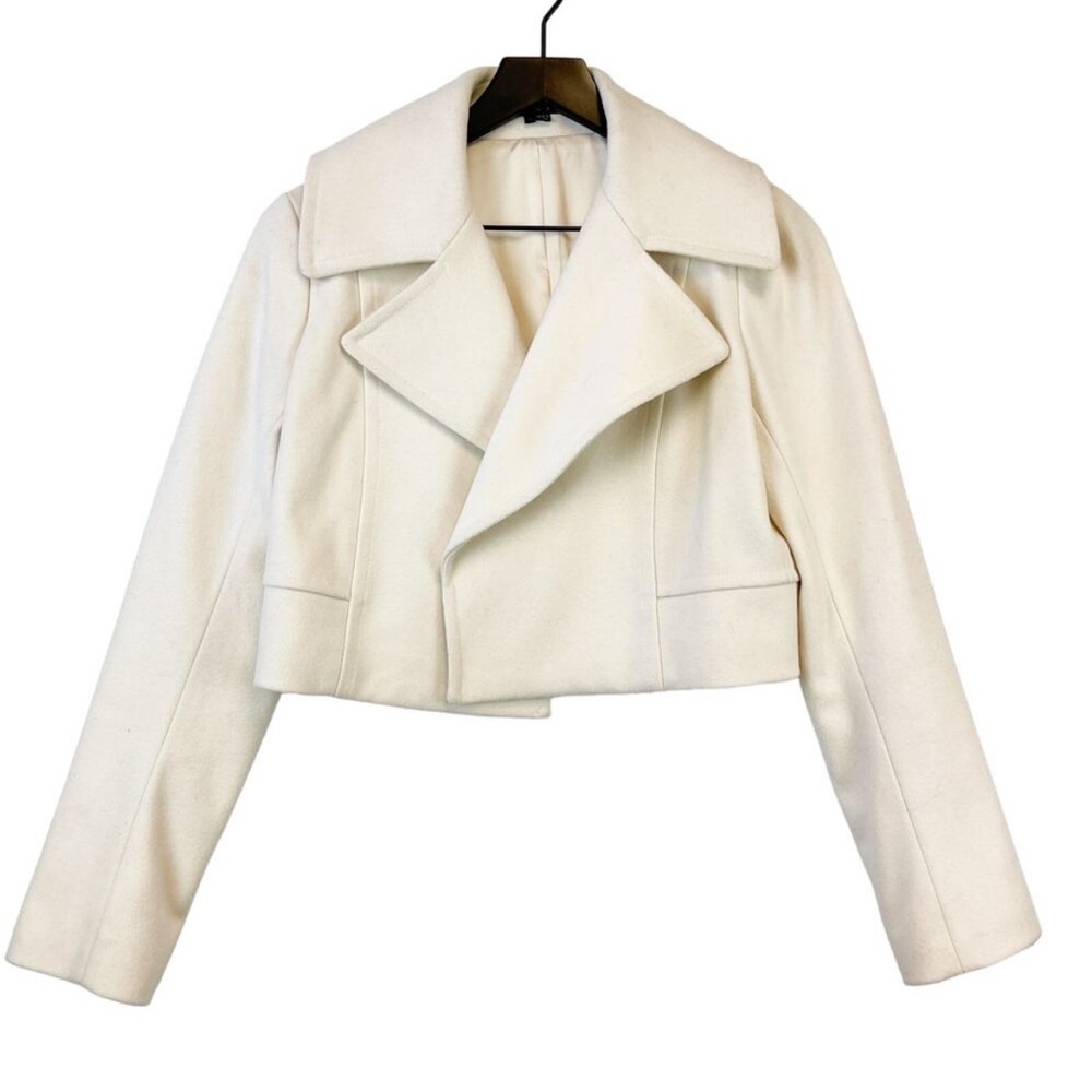 Theory Womens S Chanika 100% Wool Crop Lapel Jacket Cream White